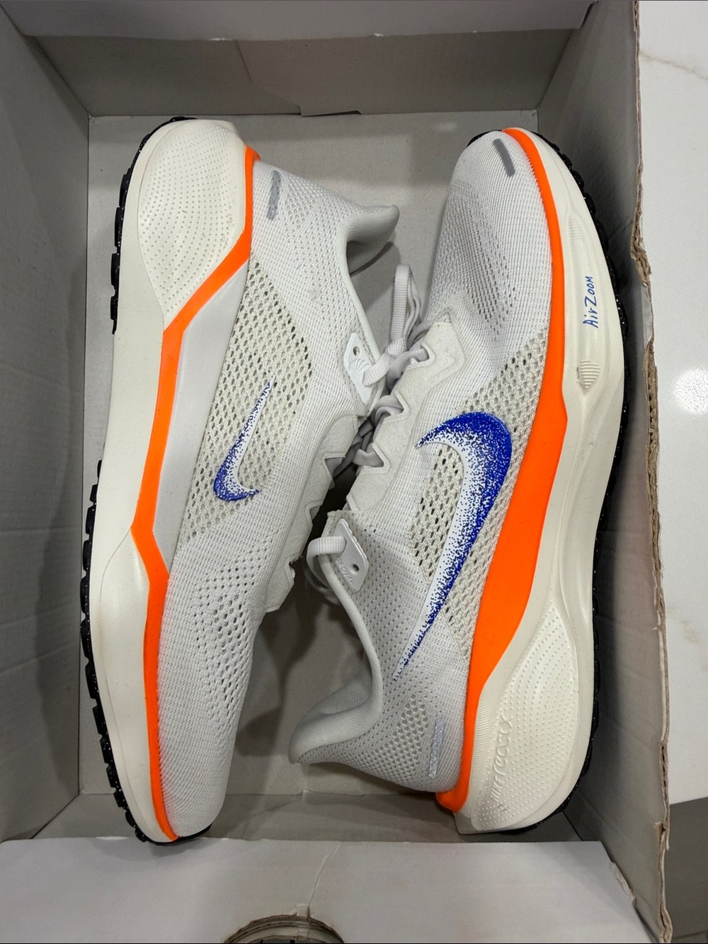 Nike White Running Shoes with Blue Swoosh and Orange Trim (air zoom pegasus 41)